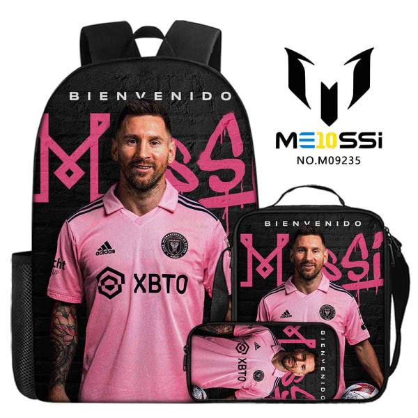 3-delad set av fotbollsstjärnan Messi perifera ryggsäckar, skolväskor för grundskole- och gymnasieelever, digitaltryck campusryggsäckar style 15