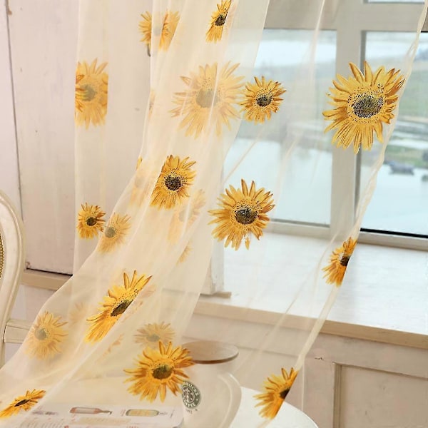 Premium Voile Slids Top Paneler Solsikke Netgardiner til Børneværelse Gul