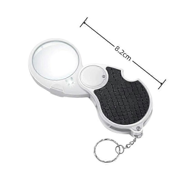 LED Belyst Bærbar Sammenklappelig Læse Lup, ABS + Akryl Materiale, 8.2 x 5.5 x 1.5 cm