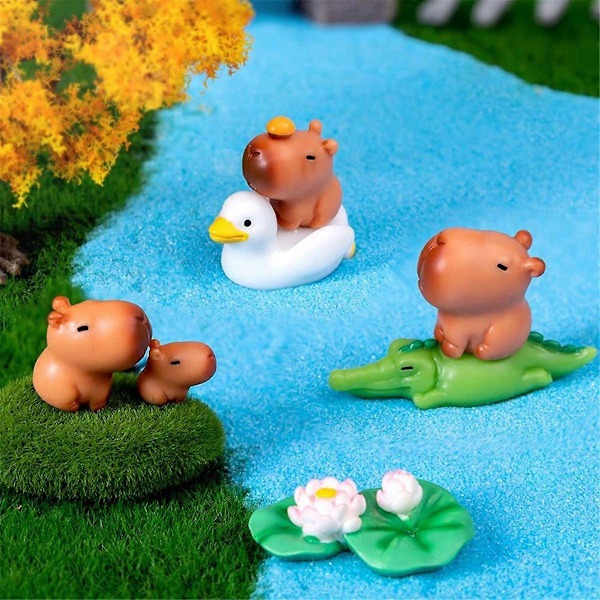 Mini Resin Capybaras Ornamenter Små Dyrefigurer Miniatyr Capybaras Figurer Bursdagskake Topp