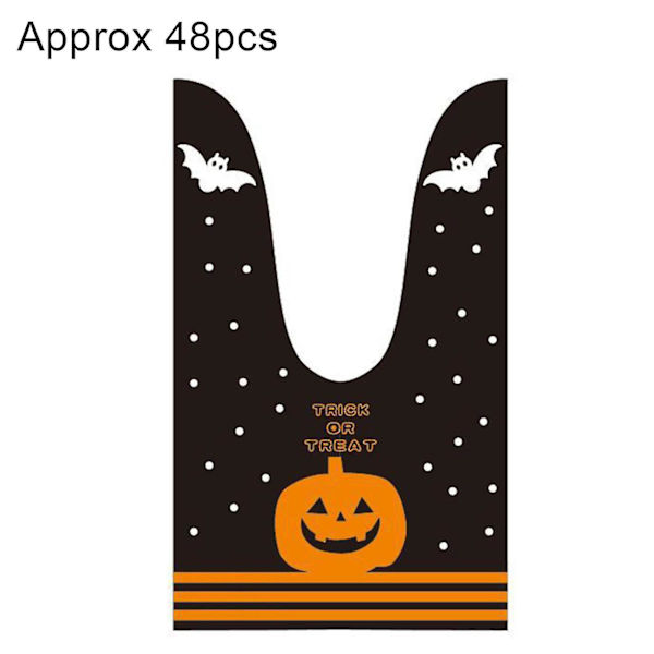 48kpl/pussi Karkkilaukku Creative Halloween Pattern Tilava Happy Halloween Goodie Laukku lapsille Black