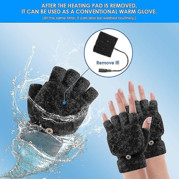 Usb Opvarmede Handsker.elektriske Varmehandsker Hel Og Halv Finger Vante  a866 | Fyndiq