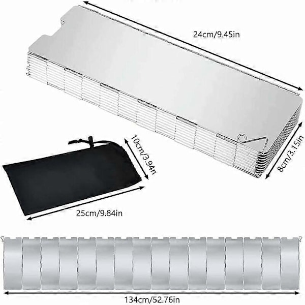 Vikbart Vindskydd Ultralätt Aluminium Vindskydd 16 Plåtar Portabelt Camping Vindskydd Utomhus Vikbart Vindskydd för Camping Vandring