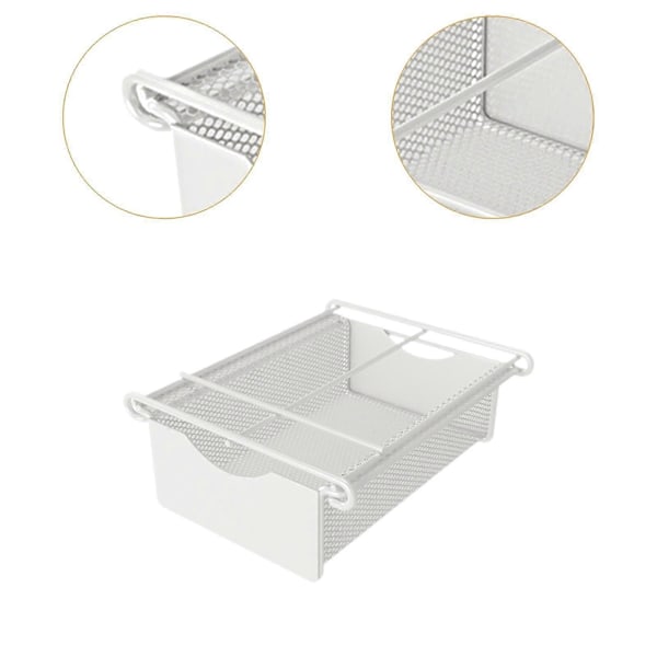 Skuffe for under skrivebord, metallnett, uttrekkbar organizer for kontor og hjemmeorganisering