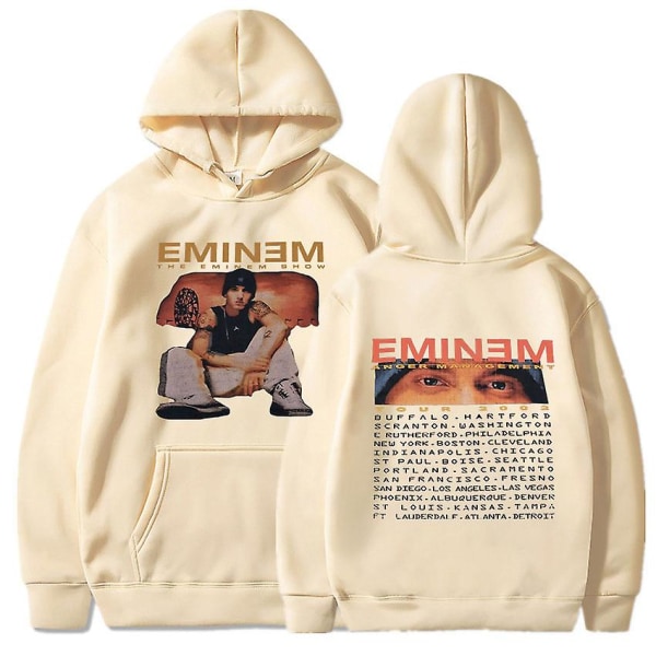 Eminem Anger Management Tour 2002 Hættetrøje Vintage Harajuku Funny Rick Sweatshirts Langærmede Mænd Kvinder Pullover Mode Khaki M