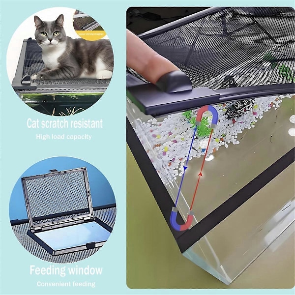 DIY Magnetiskt Akvarielock Fisktank Huv Anti-Hoppnät Skydd