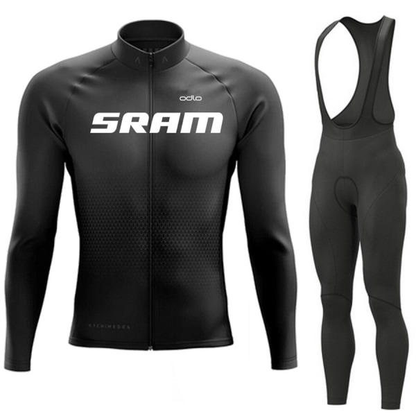 SRAM Pro Autumn Cycling Jersey Sæt Cykel Sportwear Suit MTB Uniform Ropa Ciclismo Road Bike Tøj Bicicleta Lange Bib Bukser Auburn L
