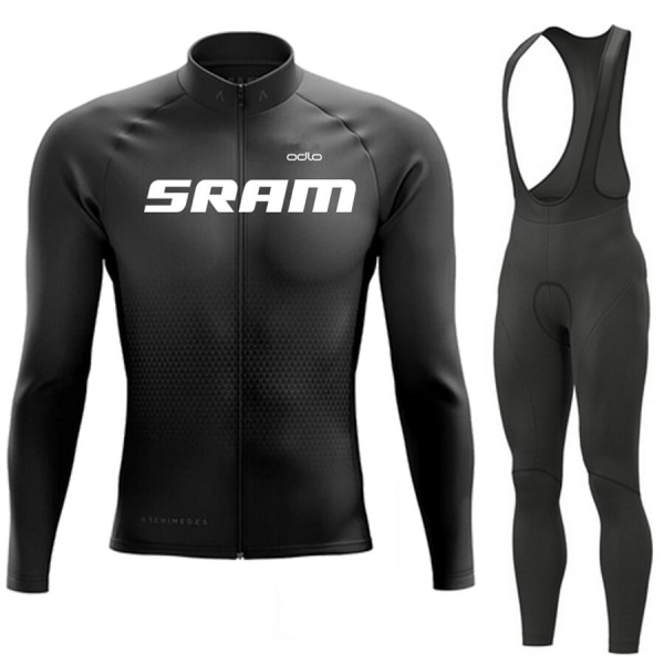 SRAM Pro Autumn Cycling Jersey Set Polkupyörän Urheilupuku MTB-univormu Ropa Ciclismo Maantiepyörävaatteet Bicicleta Pitkät ruokalaput housut Army Green XL