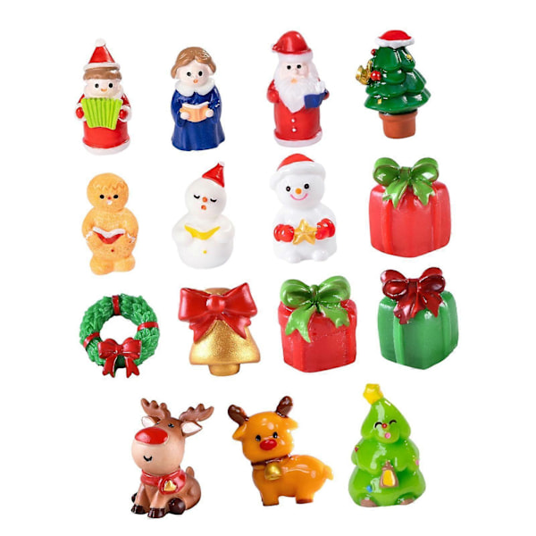 15x Jul Miniatyrfigurer Mini Resinfigurer för Tårtdekorationer Fest