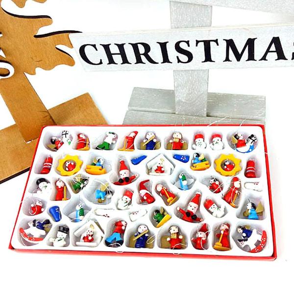 48kpl / set Joulupuinen Mini Pähkinänsärkijä Ornamentti Joulupuun riippuva koriste riipus
