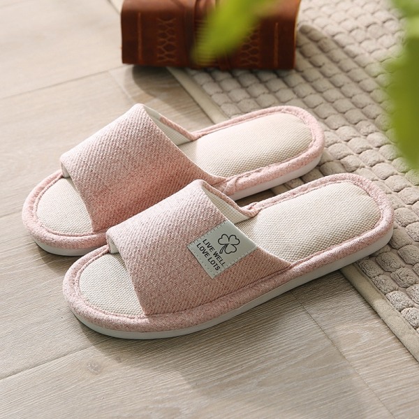 Söt tecknad kanin Kanin Bomull Linne Tofflor Dam Sommar Andas Tjock Plattform Slides Tofflor Kawaii Flip Flops Sandaler Pink-Thin 44-45(27-27.5cm)