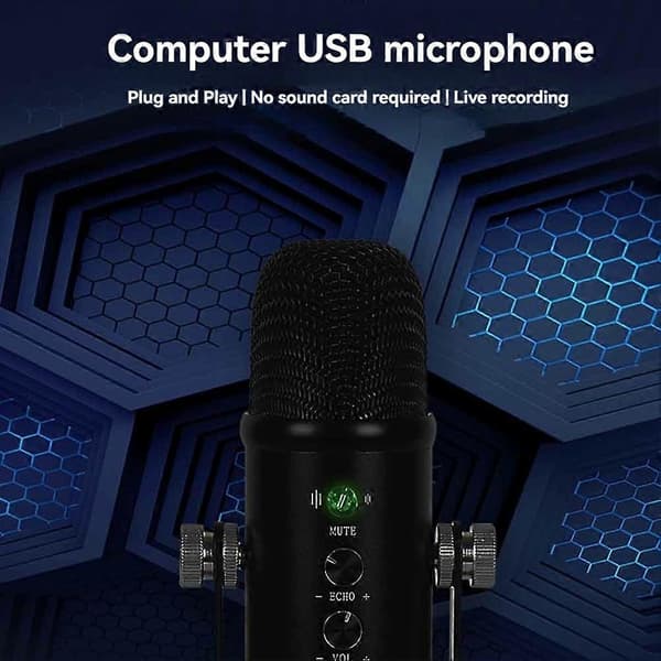 USB Mikrofon Professionel Plug Play Studio Mikrofon med Stativ C