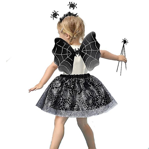 Tytöt Purppura Lepakko Fancy Pue Hämähäkkiverkko Noita Lapsi Set Halloween-asu C