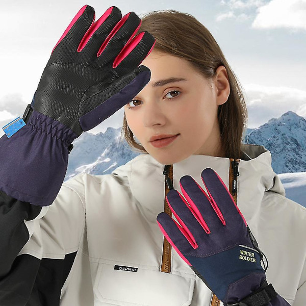 Vattentäta skid- och snöhandskar, 3 m nya Sherry Winter Warm Skidhandskar med pekskärm Magenta M