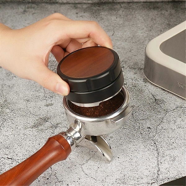 304 Rustfrit Stål Espresso Pulver Fordeler Valnød Låg Kaffe Leveler Justerbar Dybde Espresso