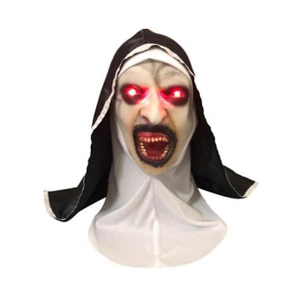 Halloween Skrämmande Nun Mask Trick Skrämmande masker Gummimask Huvudband Live Performance rekvisita Kostym Ansiktsmasker med huvudstycke A