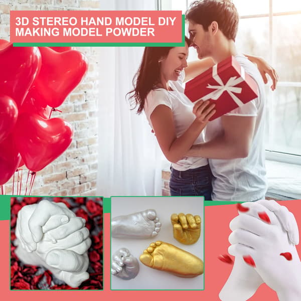 3D Håndstøbesæt til Par - DIY Kærlighedsminde til Valentinsdag, Jubilæer 2PCS