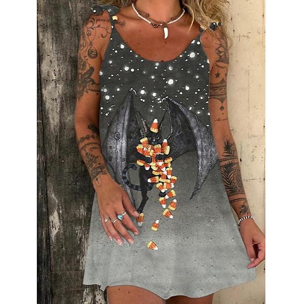 Kvinder Sommer Slim Sleeveless Scoop Neck A-line Flare Sun Kjoler style 8 4XL