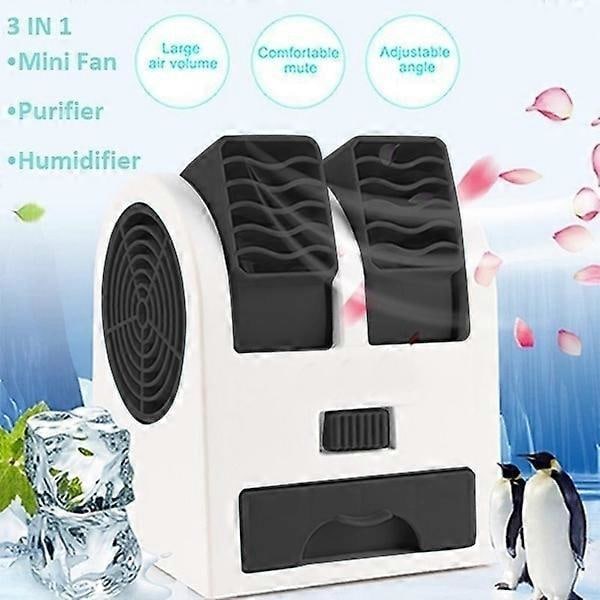 Mini Luftkonditionering 3-I-1 Fläkt Luftfuktare Renare för Hem/Utomhus USB/Batteridriven Portabel Tyst Luftkylare