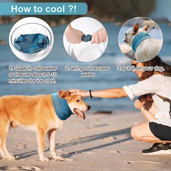 Hund Instant Cooling Bandana, andningsbar, självkylande halsduk för husdjur, ishalsband för bulldogvalpkatt Green S