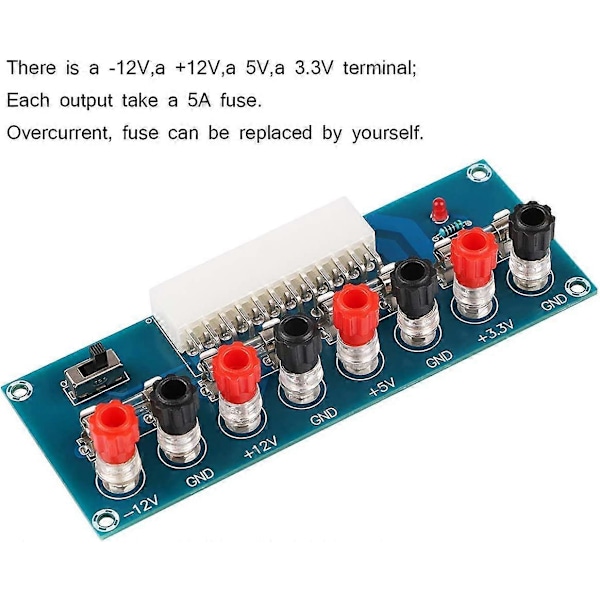 2 stk 24-pins ATX Benchtop Adapter Strømforsyningskort Datamaskin ATX Strømforsyningsmodul Breakout Adapter 12V 5V 3.3V