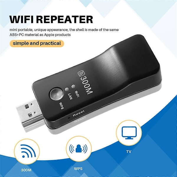 USB TV WiFi Dongel Adapter 300Mbps Universell Trådlös Mottagare RJ45 WPS Smart TV