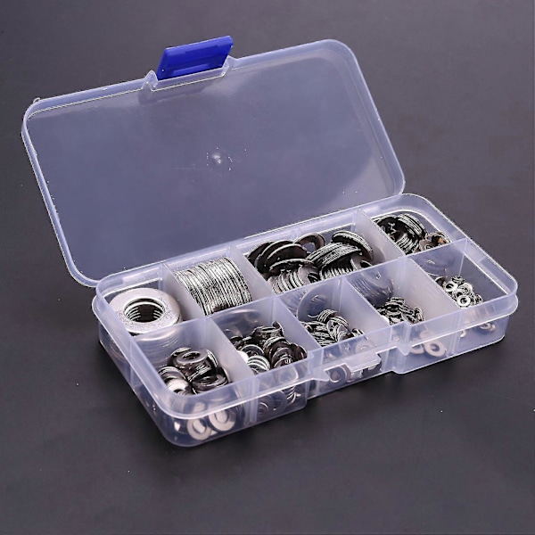 Rostfria Plattbrickor Set 580 st, 9 Storlekar - M2 M2.5 M3 M4 M5 M6 M8 M10 M12 (trassel)