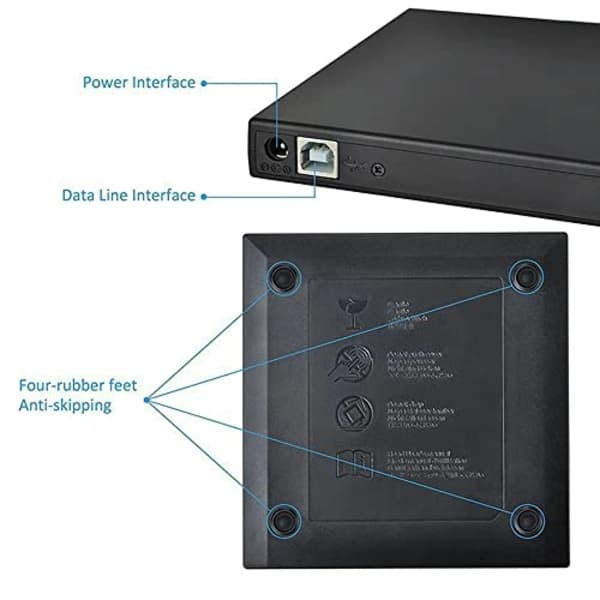 Ekstern CD/DVD-læser og -brænder – Ultra-slank USB 3.0-drev til PC/Mac – Understøtter Windows 11/10/8/7 og macOS