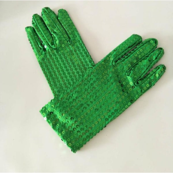 1 par Michael Jackson paljetthandskar Kvällsfest Kostym Handskar dans på dagis Barnhandskar 10 färger Green Adult Size