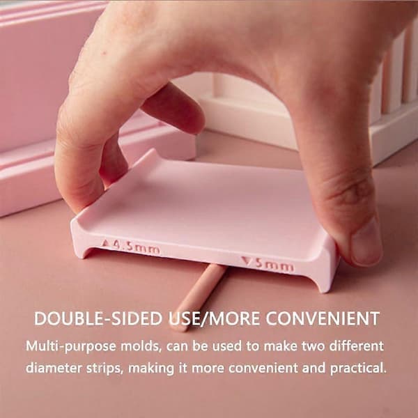 Polymer Clay Tykkelse String Roller Tool (0.5-5mm), Ler Rullestrimmel Form Maker med Opbevaringsbase, Keramik Undervisning Rullende Mudderpind, til DIY, Ar Pink