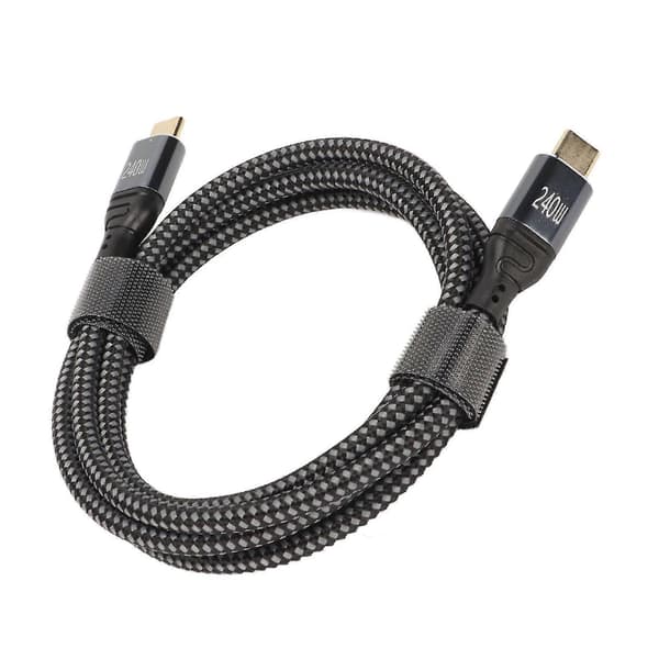 25-26 USB C til USB C-kabel PD240W USB2.0 Type C-interface 480Mbps USB C han til C han dobbeltendet datakabel 150cm