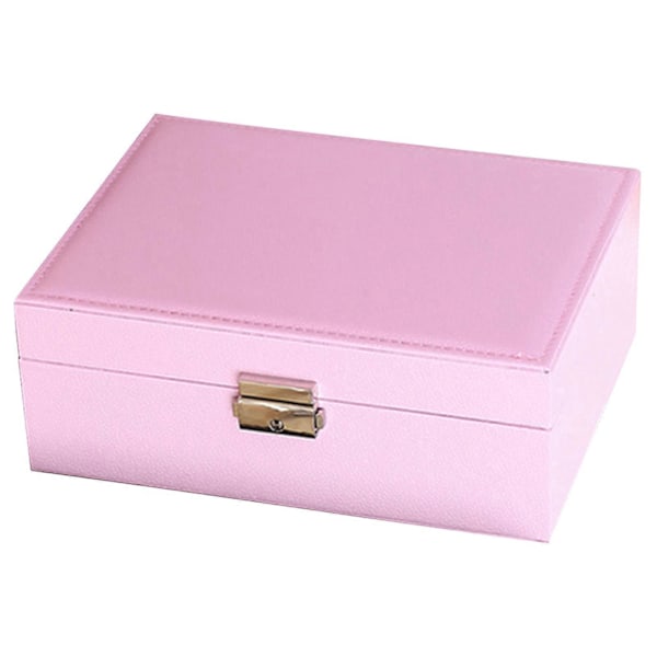 Elegant smykkeskrin med ruminddelere PU læder smykke display etui moderigtig smykkeorganisator Valentinsdagsgave Pink