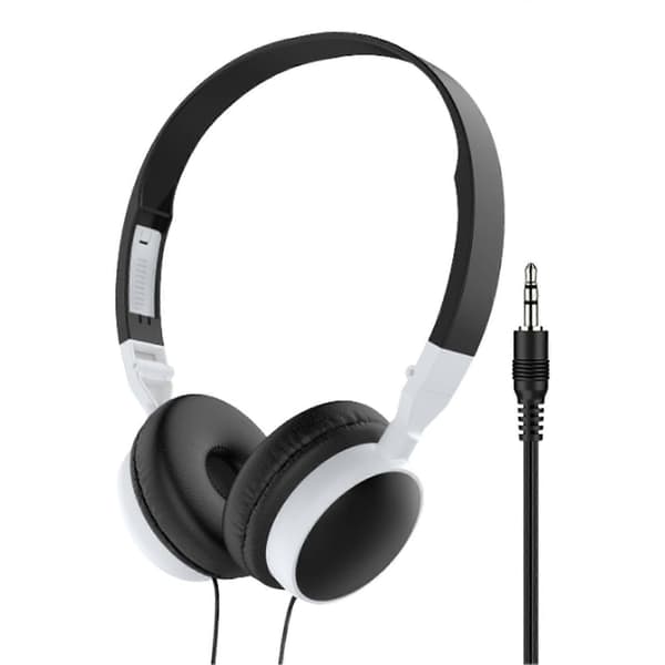 Over-ear kablede hovedtelefoner med foldbart design og støjreduktion til mobiltelefoner og tablets, sort