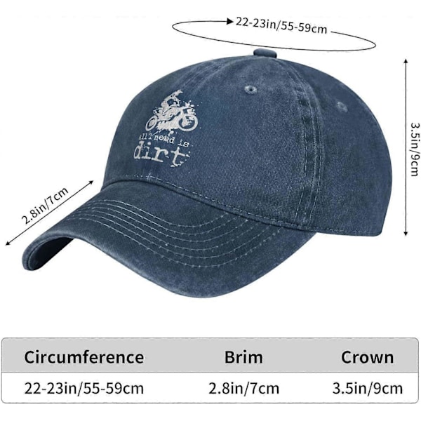 All i Need is Dirt - Motocross Dirtbike Unisex Cowboy Hat Baseball Caps Säädettävä Urheilu Golf Denim Casquette Lippis Tyyli 1393
