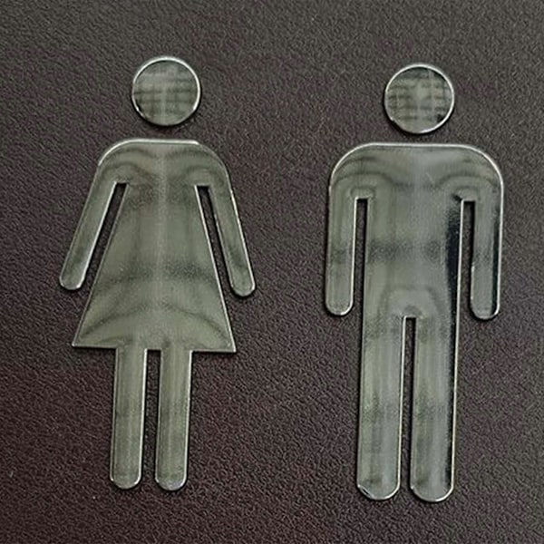 Man&Woman WC Dekaler Toalettskyltar Toalett Skylt Plakett Silver