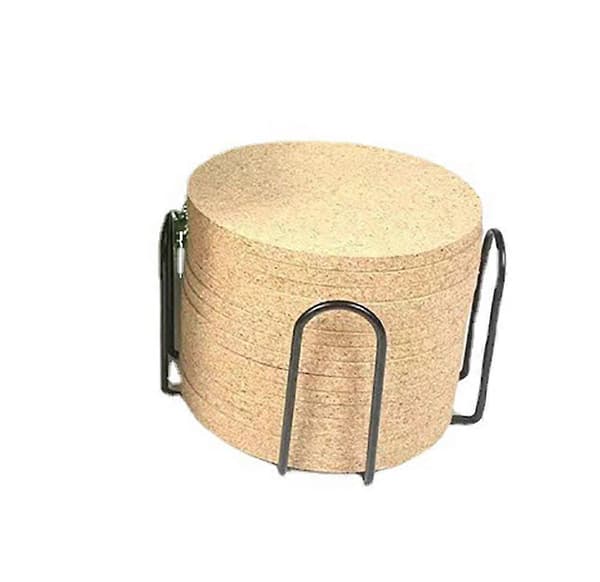 15 korkkialustaa metallitelineellä (10 cm, pyöreä)