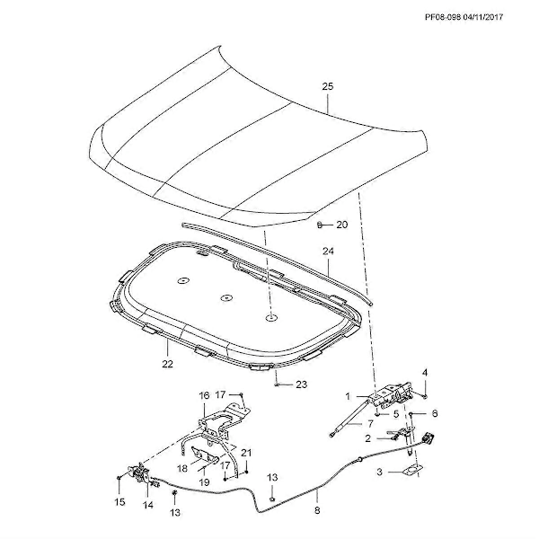 39093522 Bil Front Hjelm Stiver Hjelm Aktuator til Golden Dragon MG Pickup Leopard 39169701