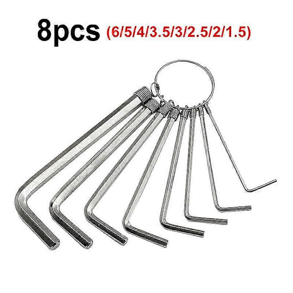 8 kpl Kuusiokoloavainsarja Koot 1,5 mm 2 mm 2,5 mm 3 mm 3,5 mm 4 mm 5 mm 6 mm DIY Käsityökalut Galvanoitu teräs