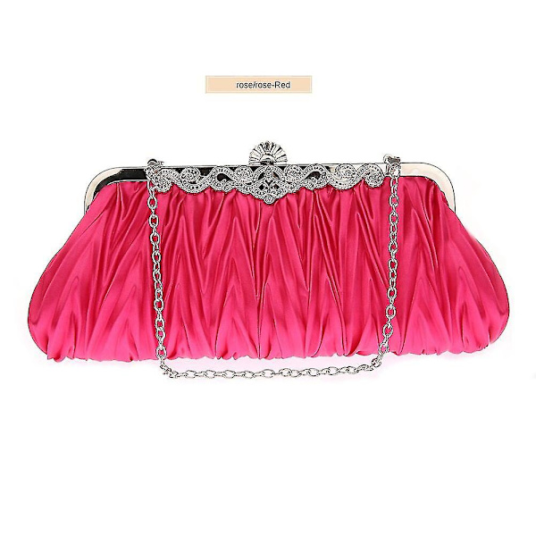 Dam Dam Handväska Dam Handväska Enkel middagsväska Clutchväska Plisserad handväska Rose red