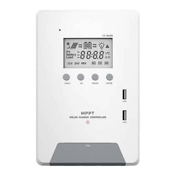 MPPT Solar Charge Controller 30A 12V/24V Dual USB Solar Controller med LCD Display til Solenergi