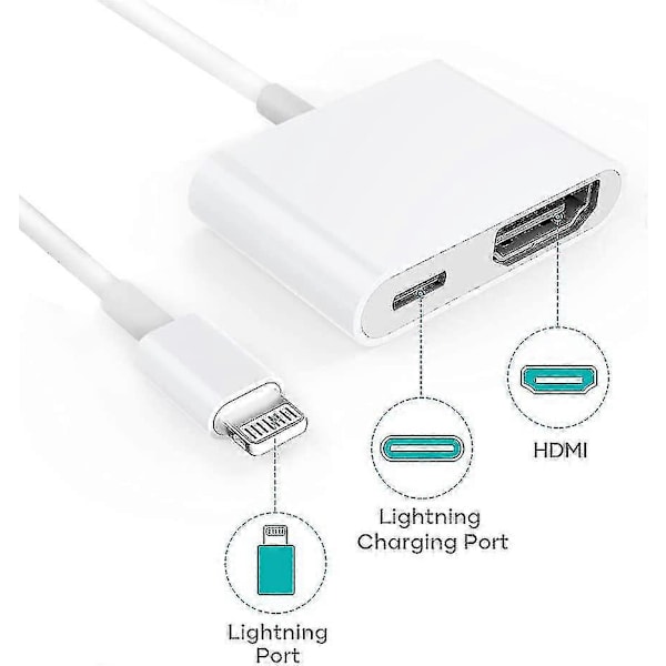 HDMI Adapter, HDMI Adapter til iPhone 1080p Lightning Digital AV Adapter, HDMI Synkroniser Skærm HDMI Stik til iPhone & iPad