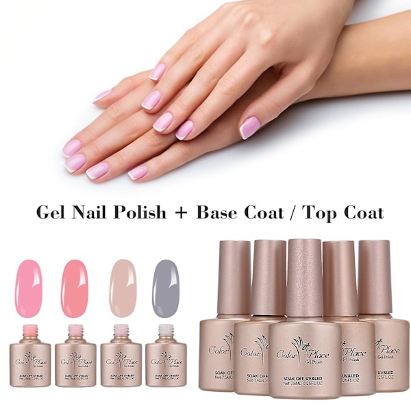 6 STK Gel Neglelak Sæt Base Coat Top Coat Fire Farver Langtidsholdbar Neglelak