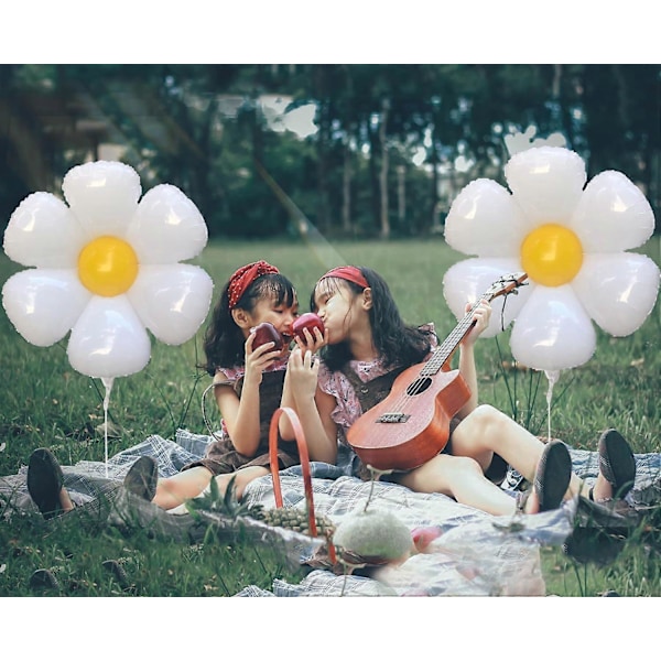 Daisy Balloner Kæmpe Blomsterballon Hvide Daisy Festdekorationer Store Balloner 2 stk.