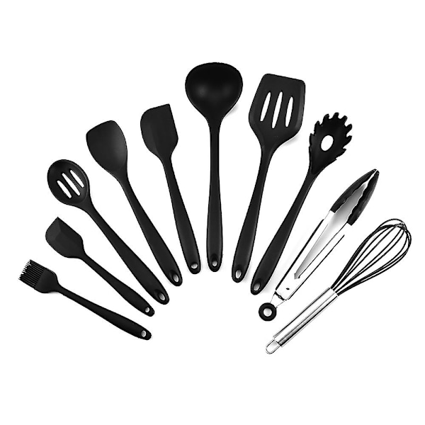 Silikon Köksredskapsset 10 Delar Värmebeständiga Non-Stick Sked Spatel Slev Matlagningsverktyg