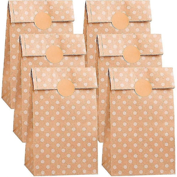 10 Stykker Mini Brune Polkadot Kraftpapirposer Godteri Gave Bryllup Bursdagsfest