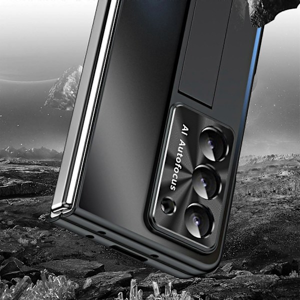 Z Fold 5 -kotelo näytönsuojalla, matta Leahter Hybrid PC kova kokonaisvaltainen iskunkestävä kotelo jalustalla Samsung Galaxy Z Fold 5 2023 -puhelimelle