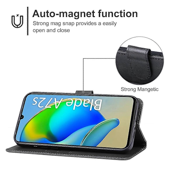 För ZTE Blade A72s Läder Telefonfodral