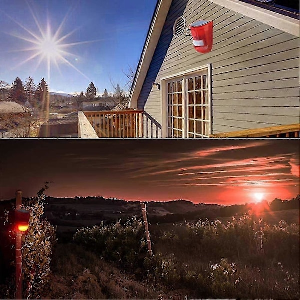 Solarlarm med rörelsesensor, LED-varningslampa med siren och rött blinkande ljus för utomhussäkerhet