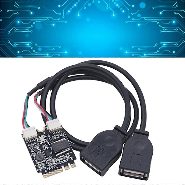 M.2 til USB Riserkort 480Mbps M.2 KEY A+E til Dobbelt Port USB2.0 Udvidelseskort med Riserkabel til W