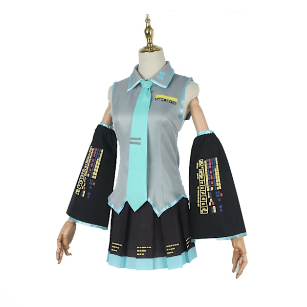 Nyt Trend Miku Cosplay Kostume Med Midikjole og paryk til kvinder/mænd 4 L